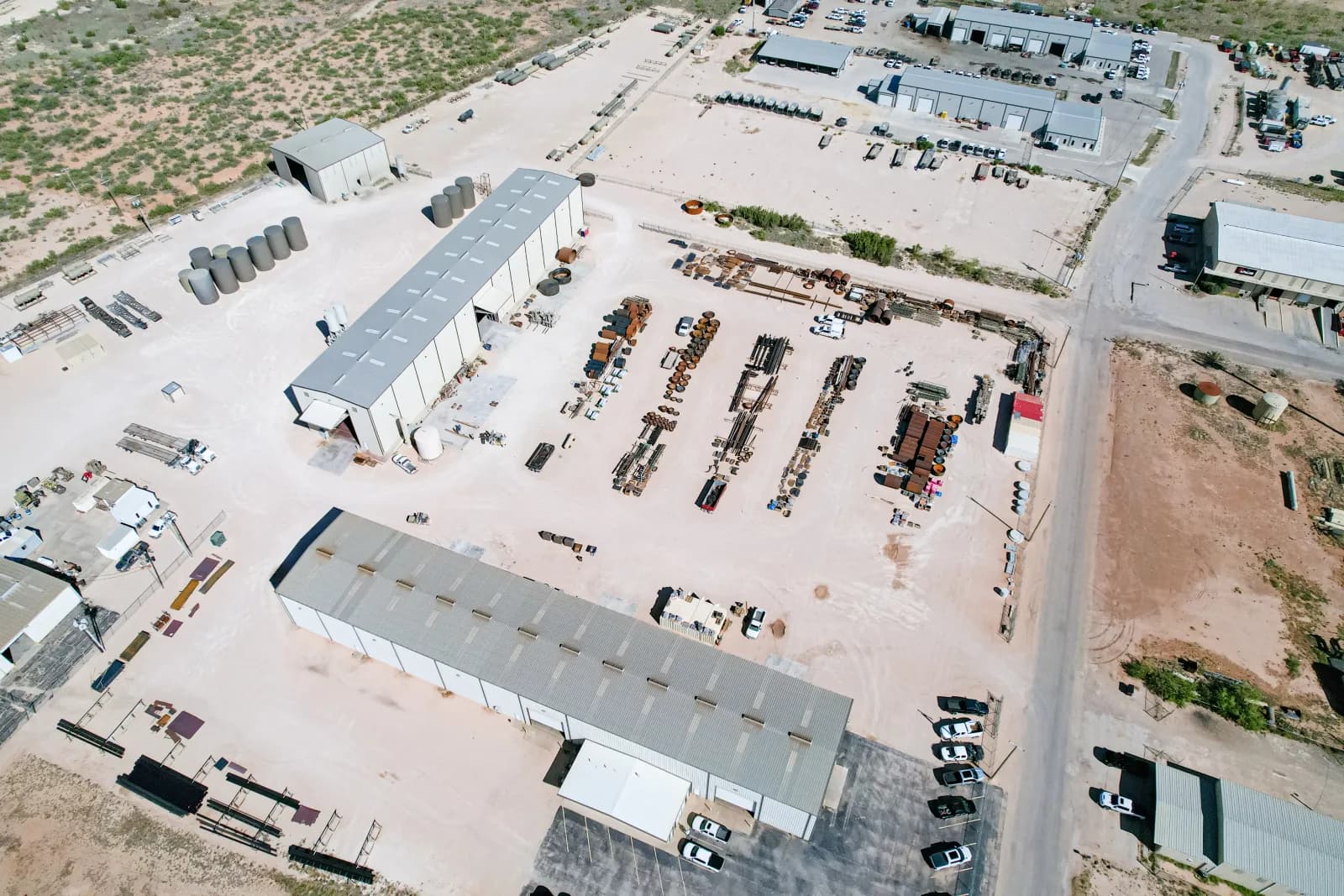 Aerial view of the Viking manufacturing facility and product yard in Odessa, Texas